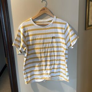 Yellow and White Striped Kids T-Shirt